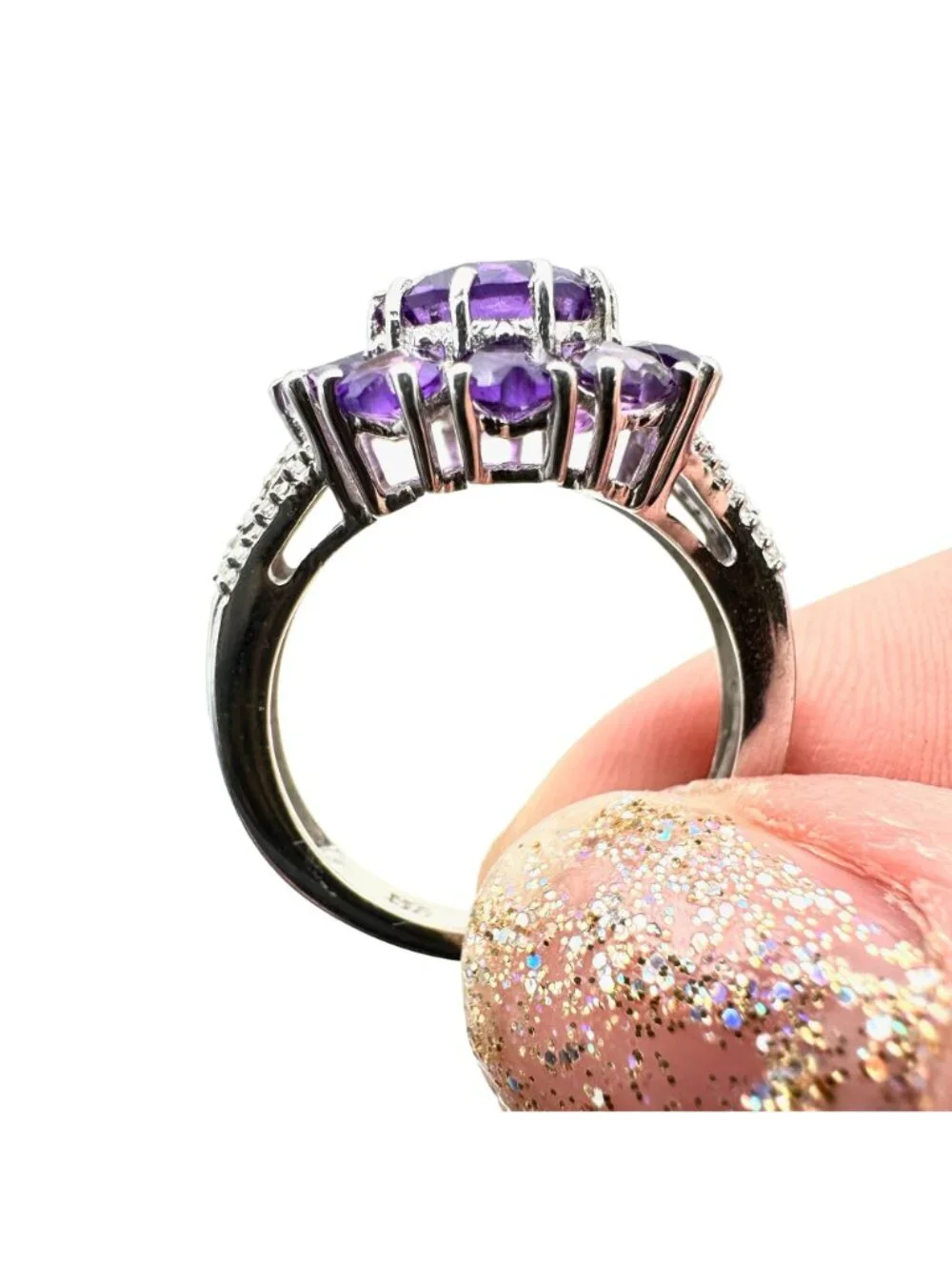 Chuck Clemency Womens Ring Sterling Silver Purple Amethyst Size 7